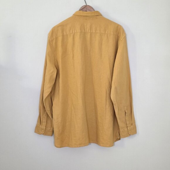 Levi's Relaxed Fit Shirt Mens L Mustard Yellow LS Cotton Buttons Pockets Western - Picture 2 of 16